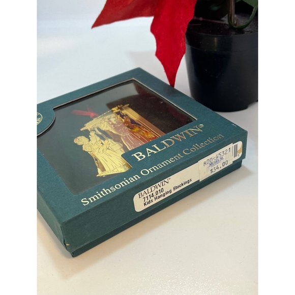 BALDWIN Smithsonian Ornament Gold Laser Cut Enamel Kids Hanging Stockings 1999 - Picture 2 of 6